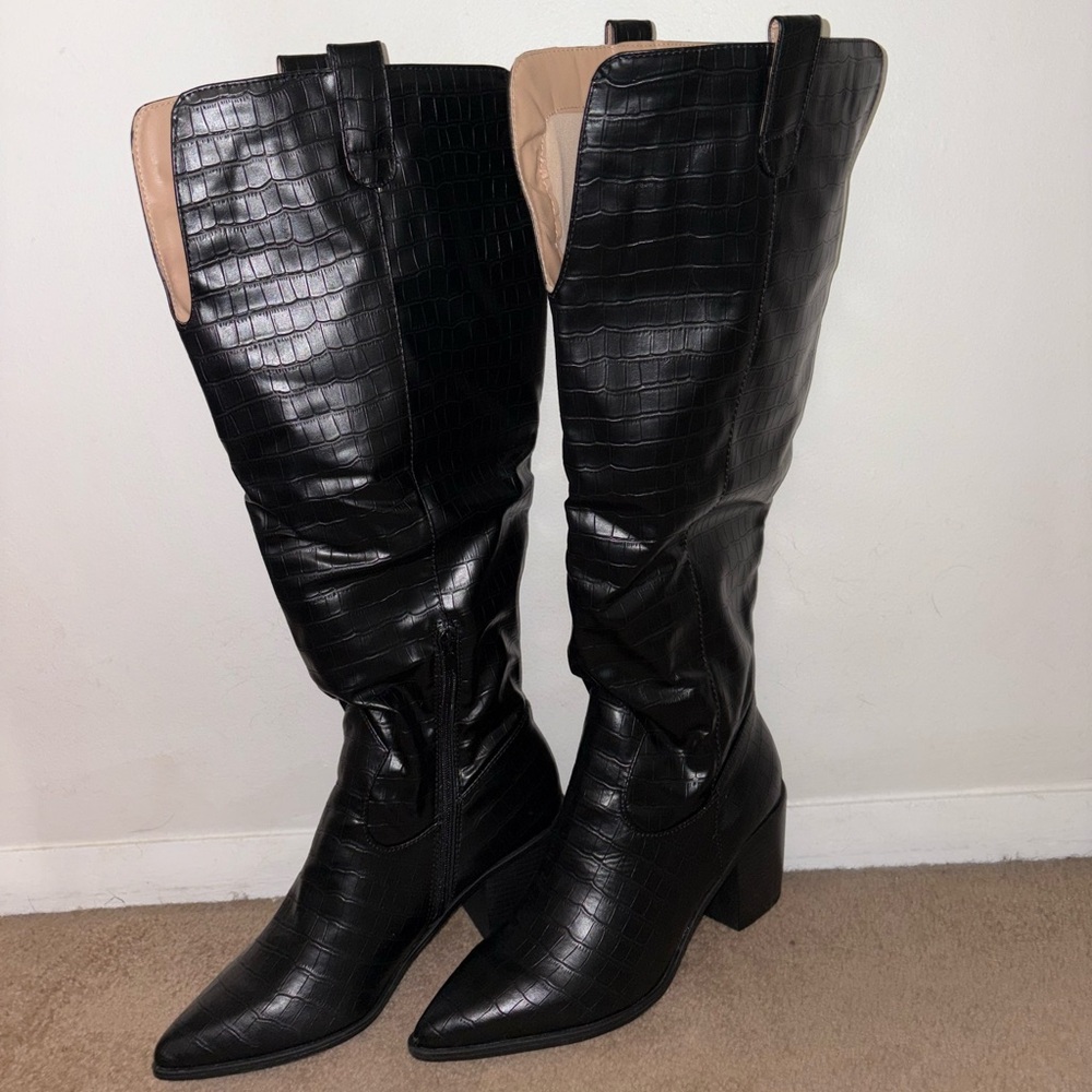 Journee Collection Black Over the Knee Boots